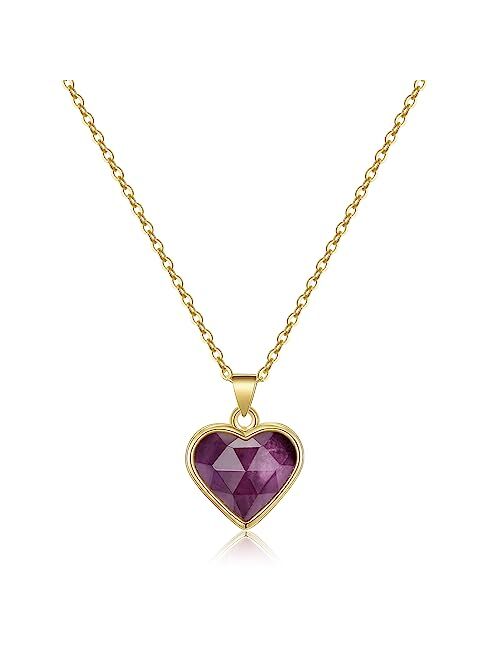 KissYan Healing Crystal Necklace, 14K Gold Plated Natural Energy Stone Pendant Necklace Reiki Quartz Amethyst Citrine Gemstone Spiritual Jewelry Gifts for Women Girls