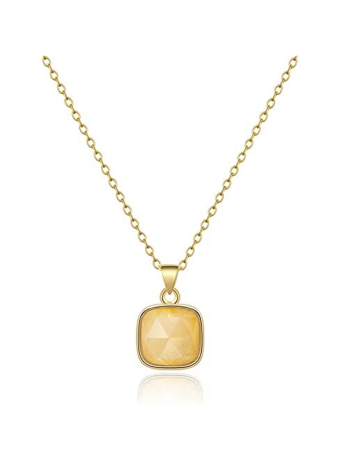 KissYan Healing Crystal Necklace, 14K Gold Plated Natural Energy Stone Pendant Necklace Reiki Quartz Amethyst Citrine Gemstone Spiritual Jewelry Gifts for Women Girls