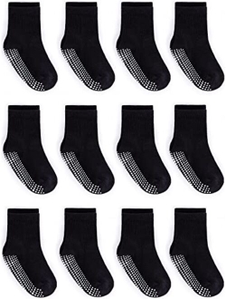 Zaples Grip Crew Socks with Non Slip/Anti Skid Soles for Baby Infants Toddlers Kids Boys Girls