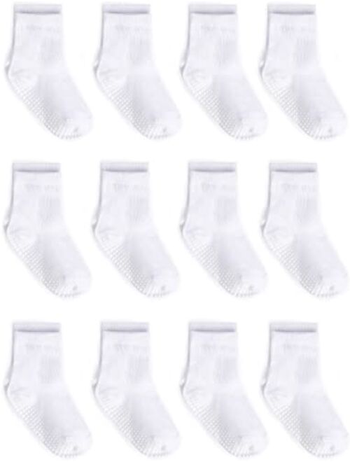 Zaples Grip Crew Socks with Non Slip/Anti Skid Soles for Baby Infants Toddlers Kids Boys Girls