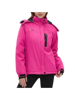 Kugnala Womens Waterproof Winter Jacket Skiing Warm Fleece Snow Coat Hooded Windproof Raincoat S-3XL