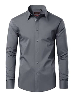 Lion Nardo Dress Shirts for Men Long Sleeve Mens Dress Shirts Regular Fit Casual Button Down Shirts Cotton Dress Shirts