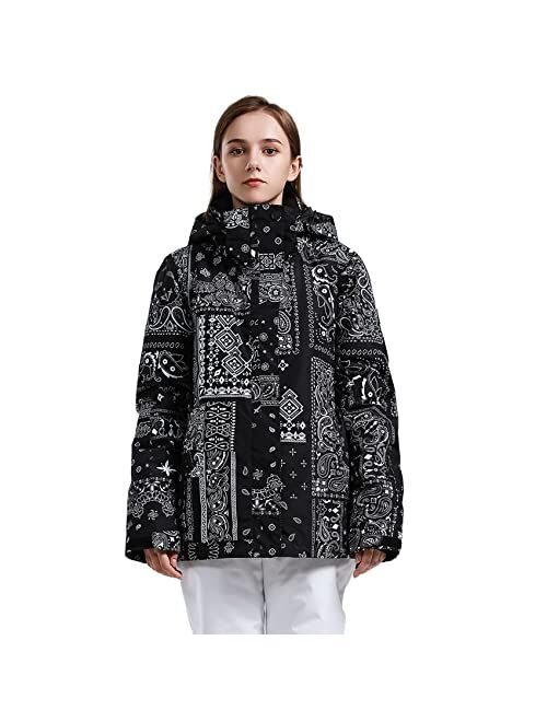 GSOU SNOW Women Ski Jacket Snowboard Coat Insulated Snow Pullover Hooded Warm Waterproof Windproof for Outdoor Sports