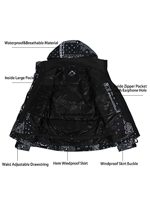 GSOU SNOW Women Ski Jacket Snowboard Coat Insulated Snow Pullover Hooded Warm Waterproof Windproof for Outdoor Sports