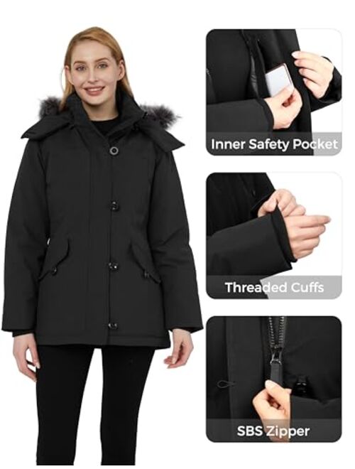 CHINMOON Women's Winter Coat Waterproof Thicken Parka Warm Snow Jacket with Removable Hood