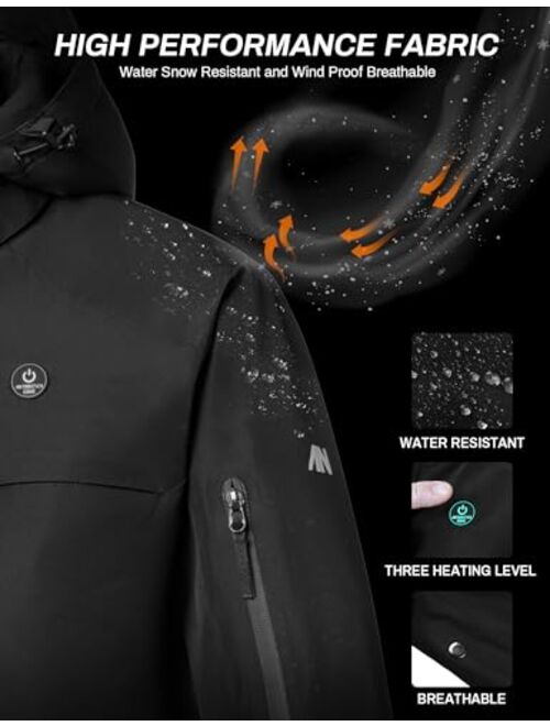 ANTARCTICA GEAR Heated Jacket, Ski Jacket Coat, With 12V/16000mAh Battery Pack, 5 Areas Heating Thicken Men/Women Winter Coat