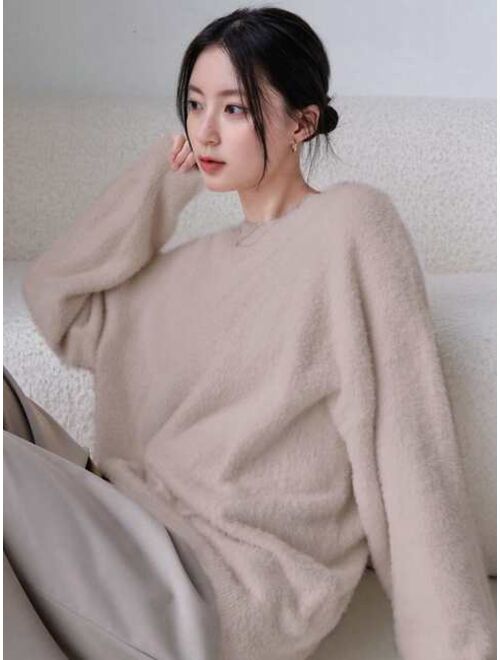 DAZY Drop Shoulder Fluffy Knit Sweater