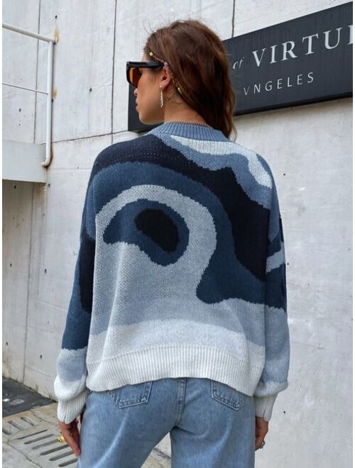 Color Block Drop Shoulder Sweater