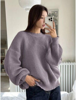 Striped Pattern Drop Shoulder Sweater