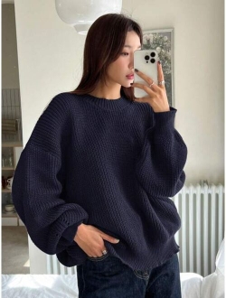 Striped Pattern Drop Shoulder Sweater