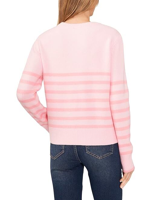 CeCe Cropped Striped Sweater