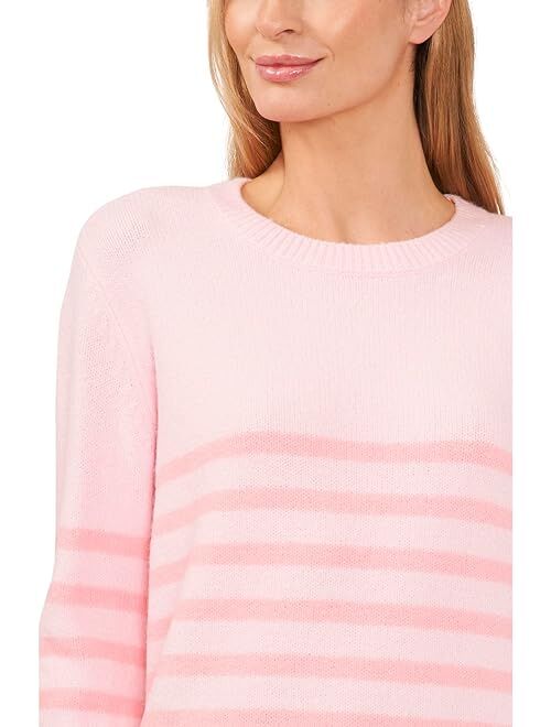 CeCe Cropped Striped Sweater