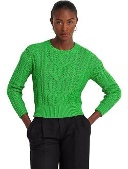 LAUREN Ralph Lauren Cable-Knit Cotton Crewneck Sweater