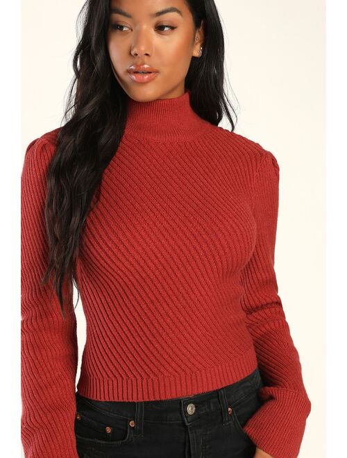 Lulus Autumn Charm Terracotta Long Sleeve Cutout Tie-Back Sweater