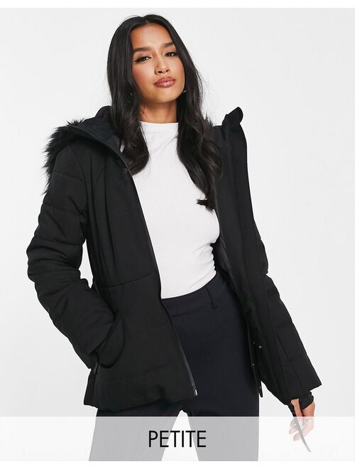 ASOS 4505 Petite ski belted jacket with faux fur hood