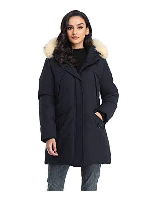 PUREMSX Hooded Winter Coat for Women, Water-resistant Thicken Warm Vegan Down Quilted Parka XS-XXL