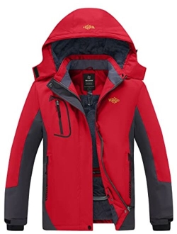 wantdo Women's Mountain Waterproof Ski Jacket Windproof Rain Jacket Winter Warm Hooded Coat