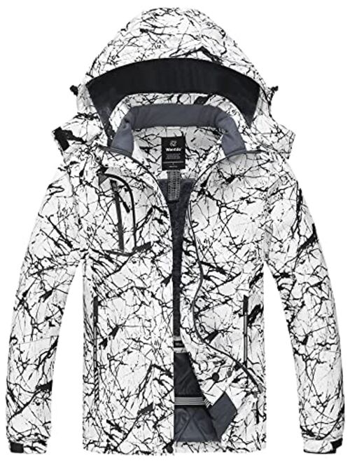 wantdo Women's Mountain Waterproof Ski Jacket Windproof Rain Jacket Winter Warm Hooded Coat