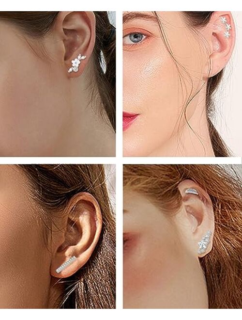 Tornito 9-30Pcs Cartilage CZ Stud Earrings Conch Forward Helix Tragus Daith Piercing Lip Rings Snake Heart Butterfly Jewelry for Women Men 16G Silver Gold Tone