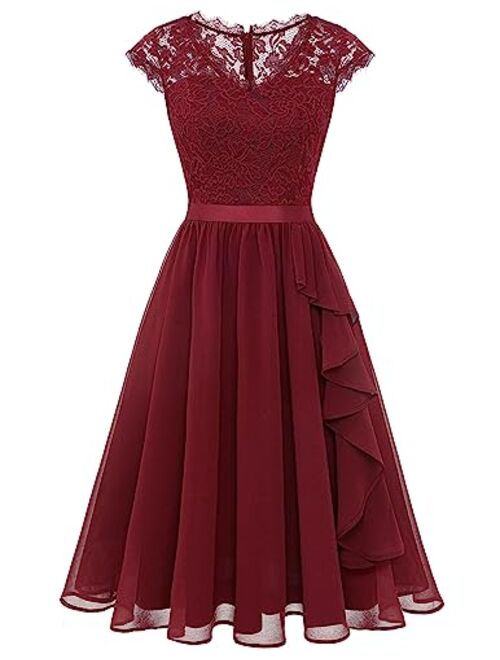 Wedtrend Women's Bridesmaid Dress 2023 Short Prom Dress Ruffle Wedding Guest Cocktail Dress Floral Homecoming Dress