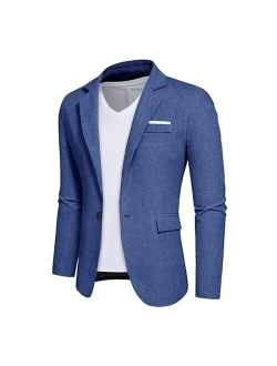 Kissqiqi Mens Sport Coats Blazers 1 Button Casual Suit Jackets Lightweight Stylish Regular Notched Lapel Blazer