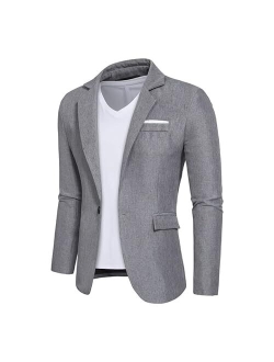 Kissqiqi Mens Sport Coats Blazers 1 Button Casual Suit Jackets Lightweight Stylish Regular Notched Lapel Blazer