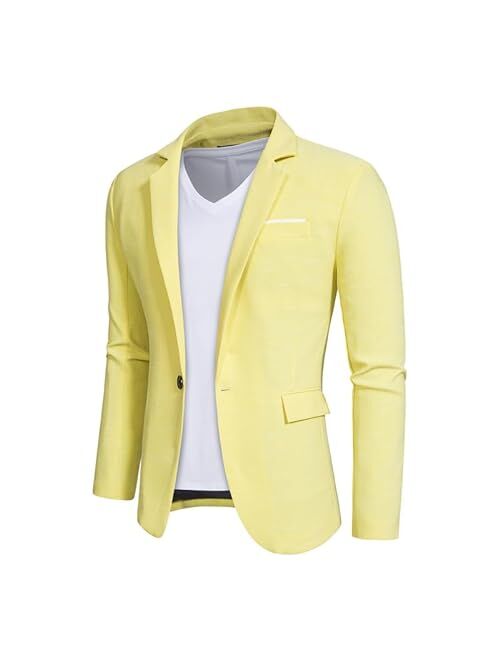 Kissqiqi Mens Sport Coats Blazers 1 Button Casual Suit Jackets Lightweight Stylish Regular Notched Lapel Blazer