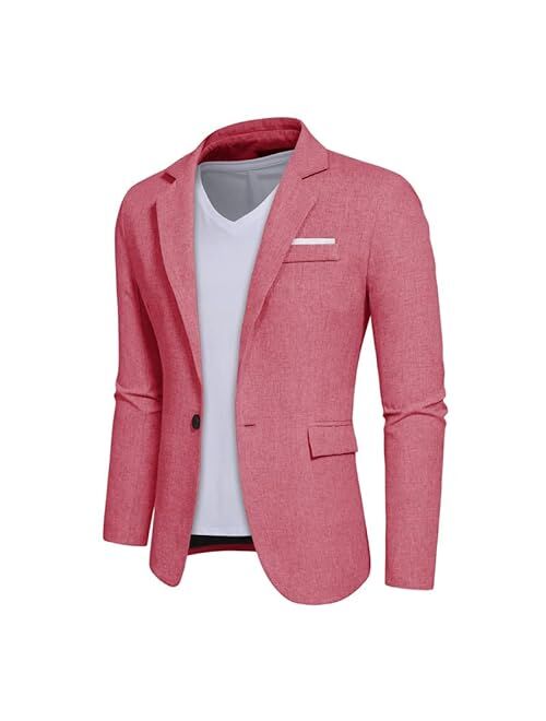 Kissqiqi Mens Sport Coats Blazers 1 Button Casual Suit Jackets Lightweight Stylish Regular Notched Lapel Blazer