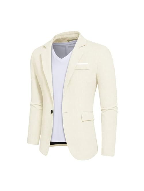 Kissqiqi Mens Sport Coats Blazers 1 Button Casual Suit Jackets Lightweight Stylish Regular Notched Lapel Blazer