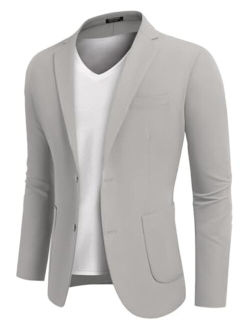 Men's Casual Blazer Lightweight Regular Fit Suit Jacket Two Button Sport Coat