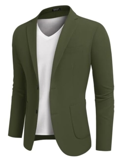 Men's Casual Blazer Lightweight Regular Fit Suit Jacket Two Button Sport Coat