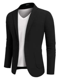 Men's Casual Blazer Lightweight Regular Fit Suit Jacket Two Button Sport Coat