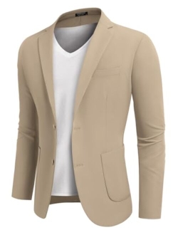 Men's Casual Blazer Lightweight Regular Fit Suit Jacket Two Button Sport Coat