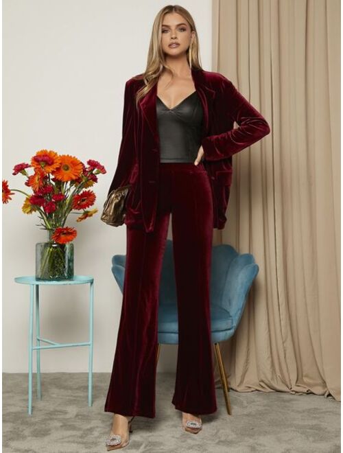 SHEIN Prive Solid Velvet Pants