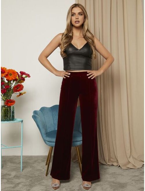 SHEIN Prive Solid Velvet Pants