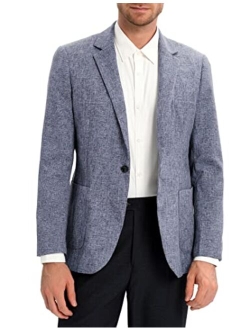 Elitespirit Men's Sport Coats & Blazers Linen Suit Jacket Casual Blazer for Men One Button