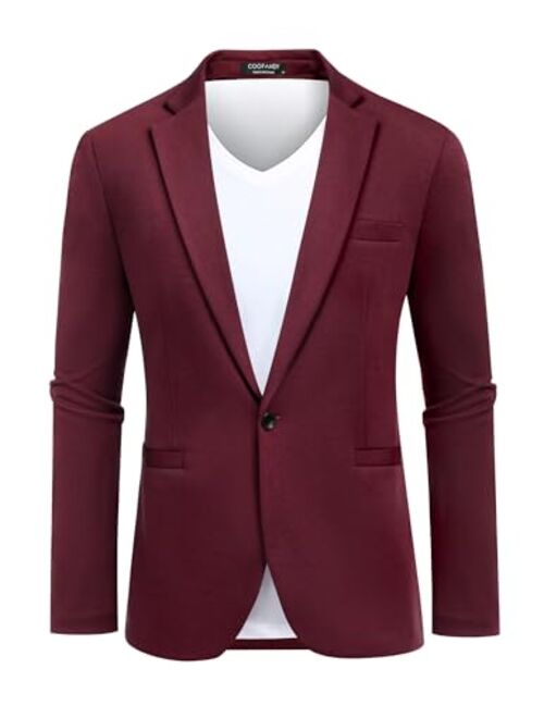 COOFANDY Men's Casual Blazer Knit Suit Jacket One Button Lightweight Sport Coat