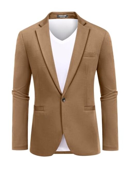 COOFANDY Men's Casual Blazer Knit Suit Jacket One Button Lightweight Sport Coat