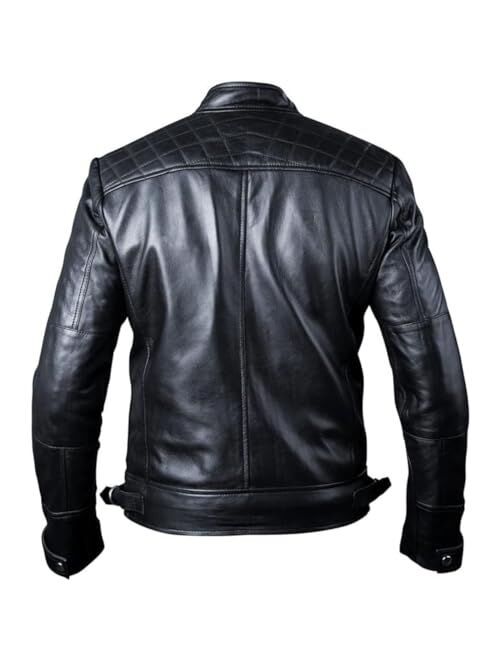 Tlc Fashion TLC Leather Motorcycle Jacket Men - Black Real Leather Jacket for Men in Sizes from XXS to 3XL - Lambskin Leather Jacket