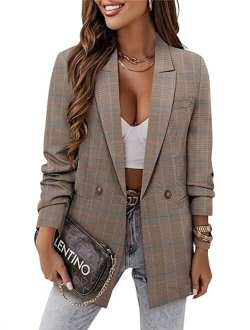 CRAZY GRID Women Business Casual Blazer Jacket Fashion with Lined Work Professional Suit Jacket