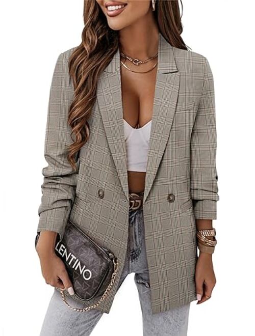 CRAZY GRID Women Business Casual Blazer Jacket Fashion with Lined Work Professional Suit Jacket