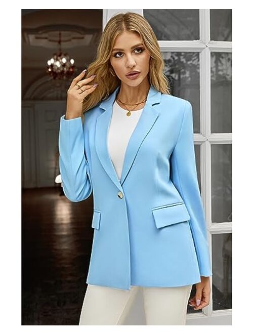 luvamia Blazers for Women Business Casual Long Sleeves Work Professional Suits Dressy Jackets with Pocket Office Outfits