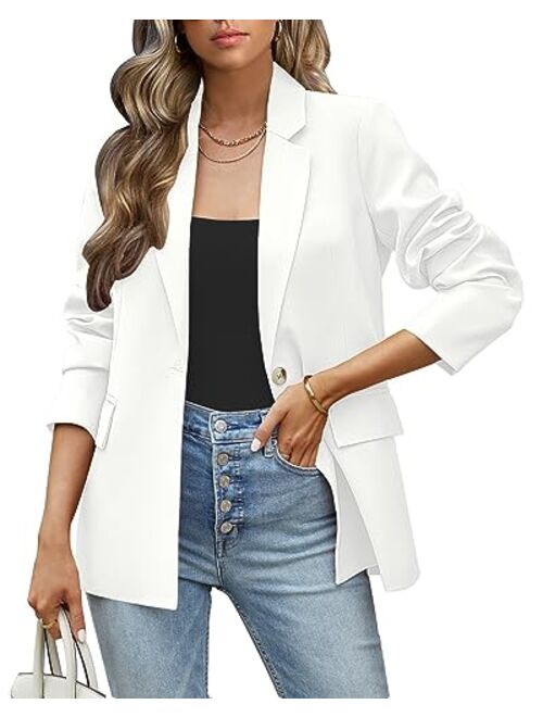 luvamia Blazers for Women Business Casual Long Sleeves Work Professional Suits Dressy Jackets with Pocket Office Outfits