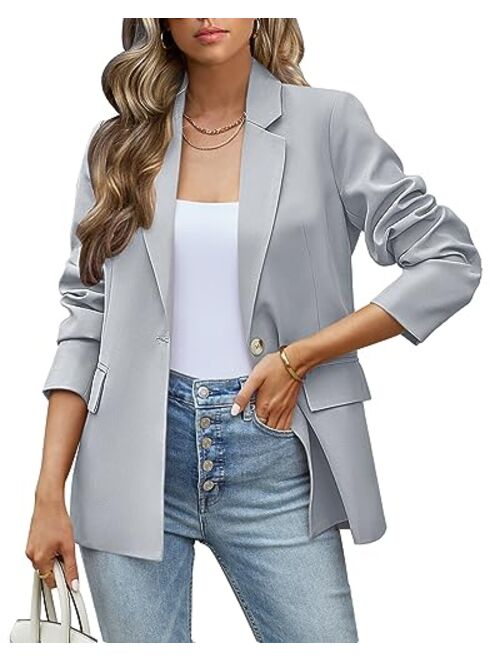 luvamia Blazers for Women Business Casual Long Sleeves Work Professional Suits Dressy Jackets with Pocket Office Outfits