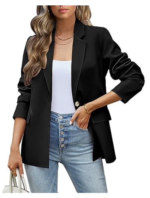 luvamia Blazers for Women Business Casual Long Sleeves Work Professional Suits Dressy Jackets with Pocket Office Outfits