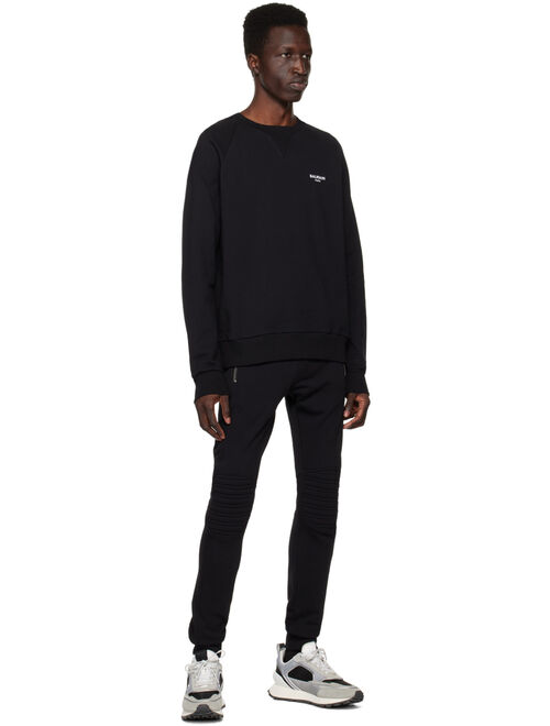 BALMAIN Black Flocked Sweatshirt