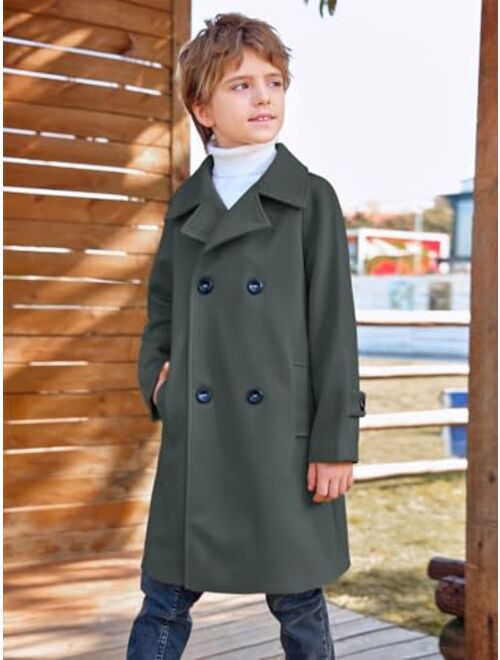 Meikulo Boys Double Breasted Pea Coat Kids Winter Notched Collar Overcoat 5-14 Years