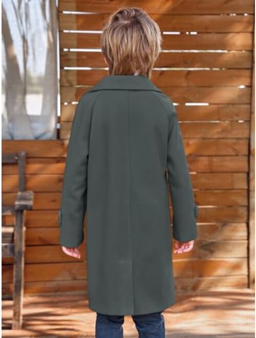 Meikulo Boys Double Breasted Pea Coat Kids Winter Notched Collar Overcoat 5-14 Years