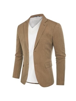 Mens Blazer Jacket Casual Herringbone Suit Jacket 2 Buttons Sports Coats for Wedding