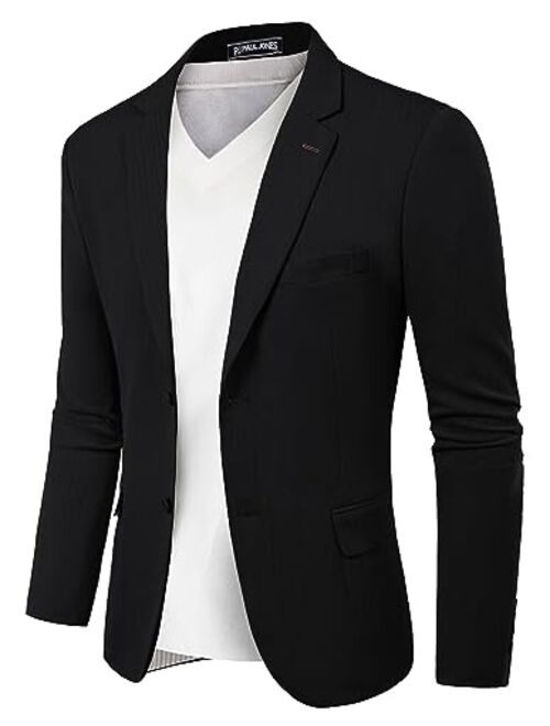 PJ PAUL JONES Mens Blazer Jacket Casual Herringbone Suit Jacket 2 Buttons Sports Coats for Wedding